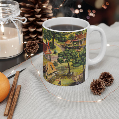 Vintage Thai Village Scene Gift Mug