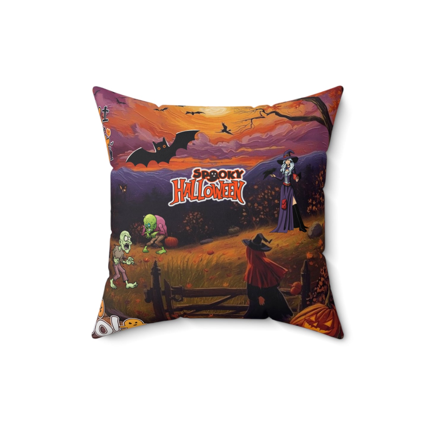 Halloween Square Pillow, Cozy Home Decor, Spooky Holiday Accent, Decorative Cushion, Autumn Vibes, Gift for Halloween Lovers