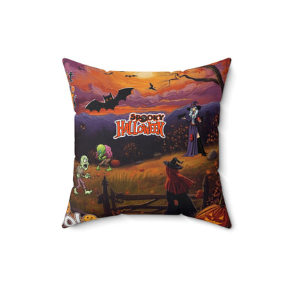 Halloween Square Pillow, Cozy Home Decor, Spooky Holiday Accent, Decorative Cushion, Autumn Vibes, Gift for Halloween Lovers