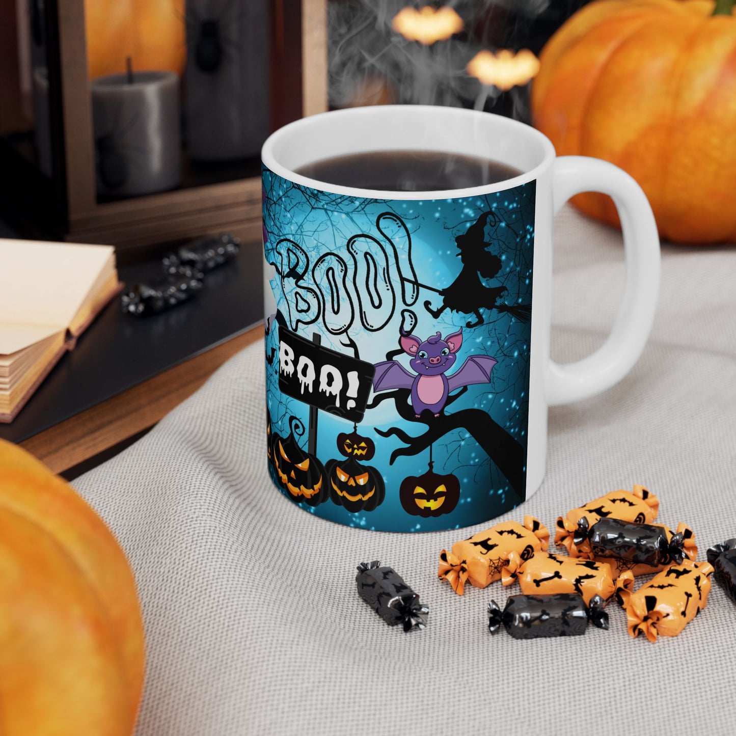 แก้วของขวัญฮาโลวีนสุดน่ารักพร้อมผีและผองเพื่อน