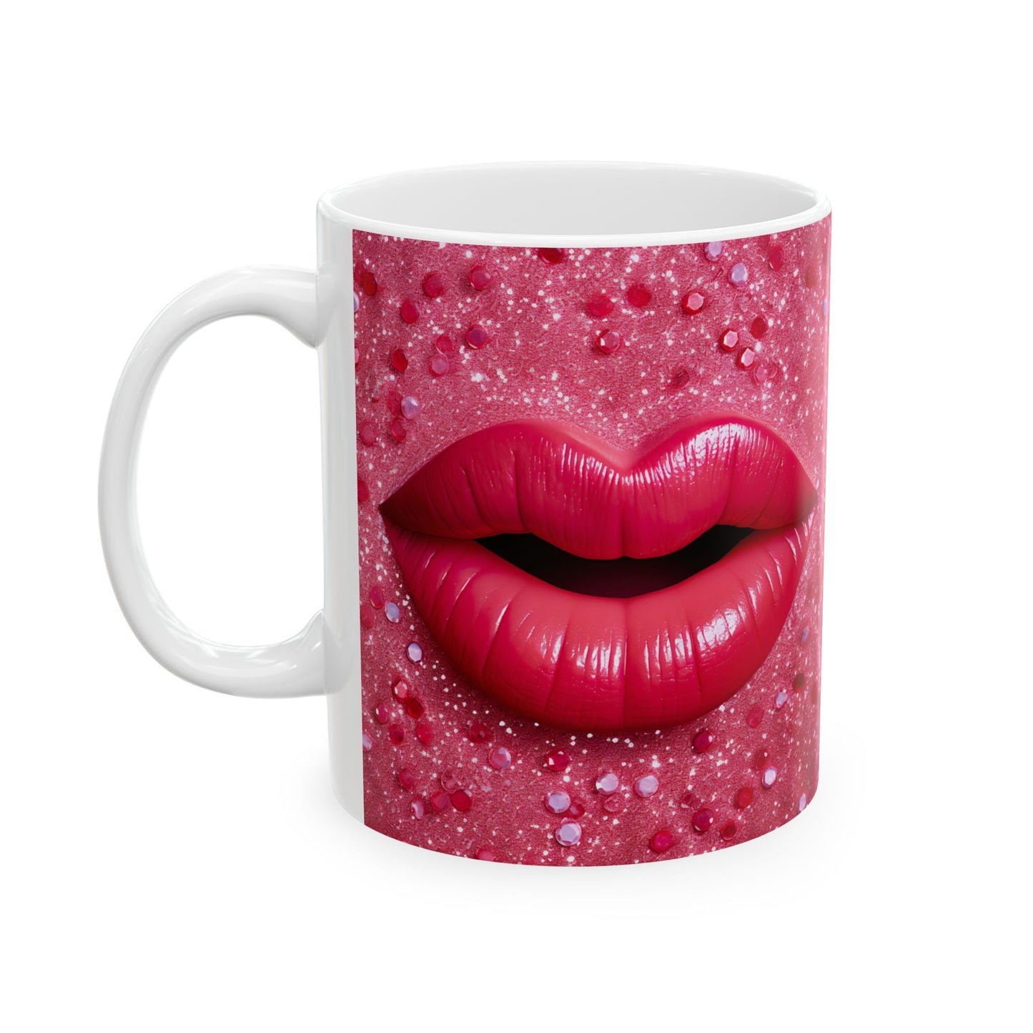 Pink Sparkle Lip Valentine Gift Mug