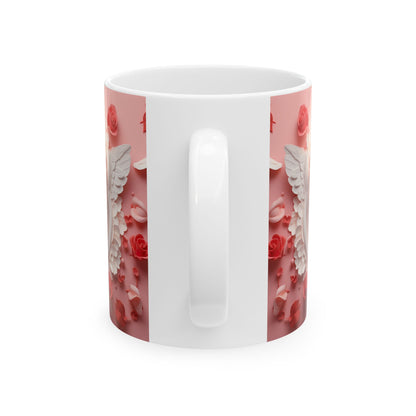 Cupid Angel Valentine’s Day Rose Pattern Gift Mug