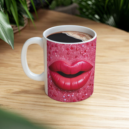 Pink Sparkle Lip Valentine Gift Mug
