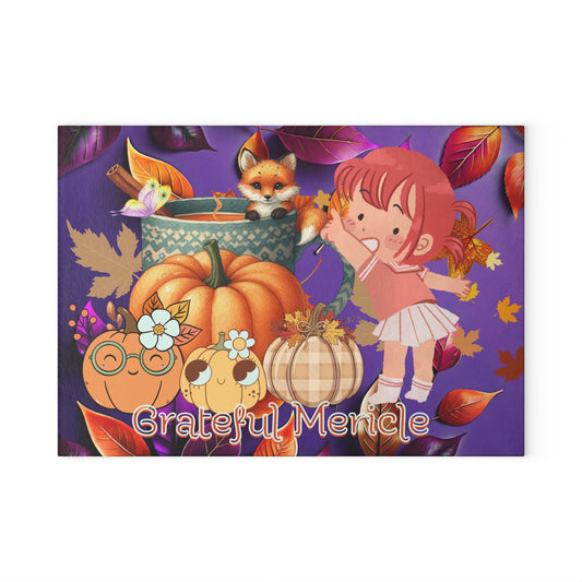 Little Helper Grateful Miracle Autumn and Kids Decor Kitchen Glass Cutting Board.