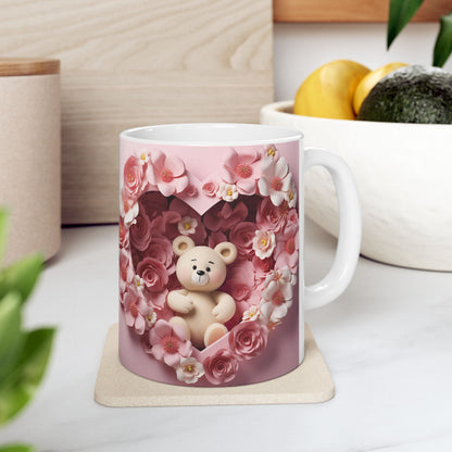 Romantic Roses Floral Heart Gift Mug