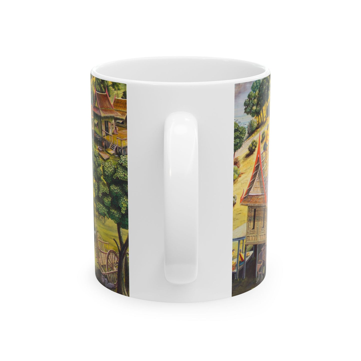 Vintage Thai Village Scene Gift Mug