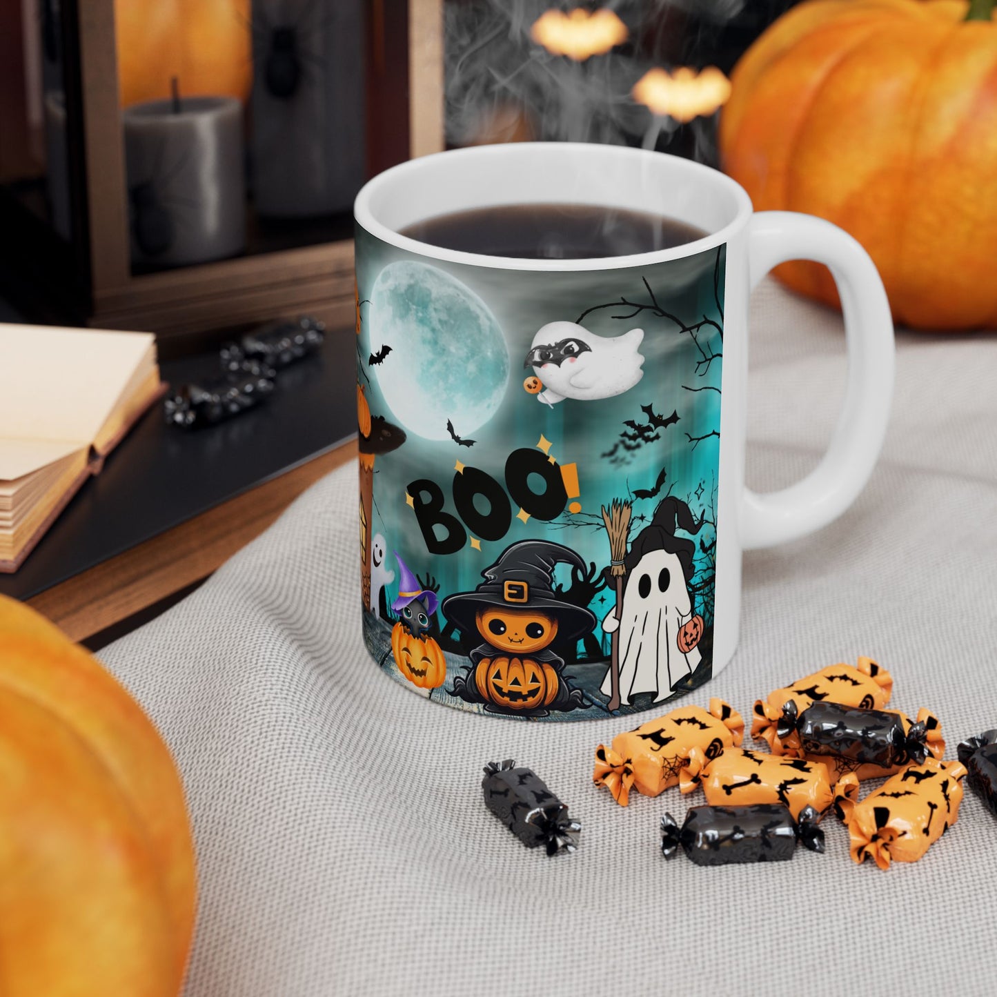 แก้วเซรามิกธีมฮาโลวีน เหมาะสำหรับงานปาร์ตี้วันหยุด ของขวัญสำหรับเทศกาลผีๆ ของตกแต่งครัวสุดเก๋ แก้วกาแฟสุดสนุก