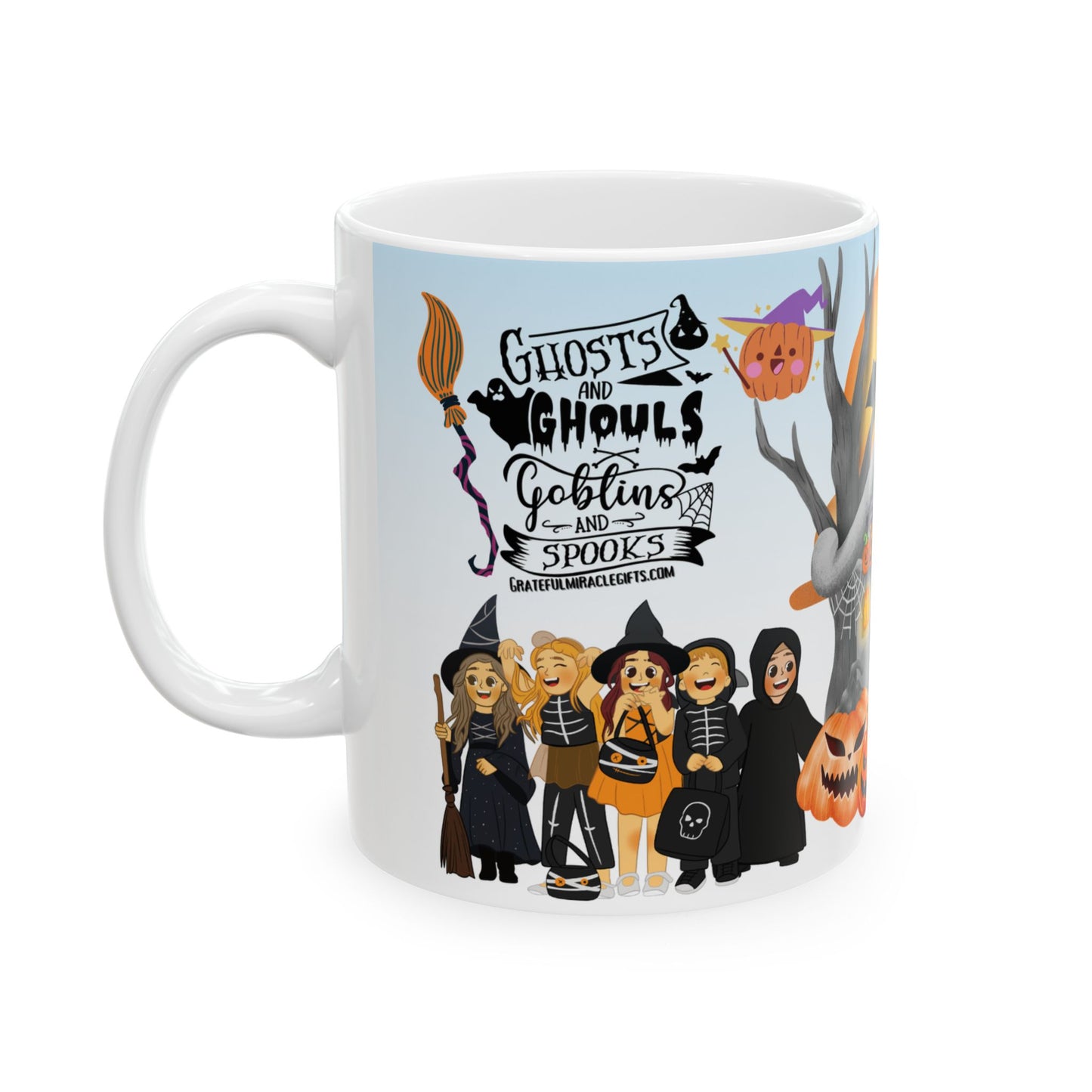 แก้วเซรามิกฮาโลวีน - แก้วกาแฟลายผี แก้วฟักทอง ของตกแต่งแม่มด ของขวัญวันฮัลโลวีน แก้วน้ำลายเทศกาล 11 ออนซ์ 15 ออนซ์