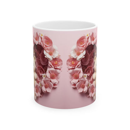 Romantic Roses Floral Heart Gift Mug