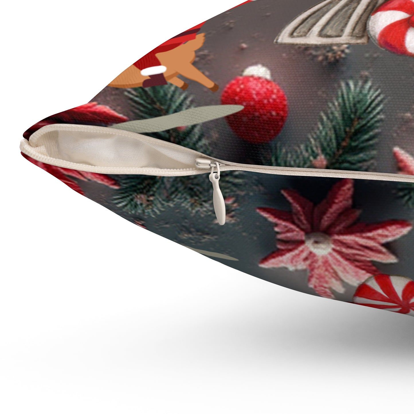 Santa, Reindeer & Candy Cane Christmas Train Pillow