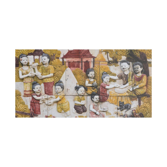 Satin Canvas Wall Art, Rustic Farm Scene, Vintage Home Decor, Unique Art Piece, Wall Hanging for Living Room, Nature Lovers Gift