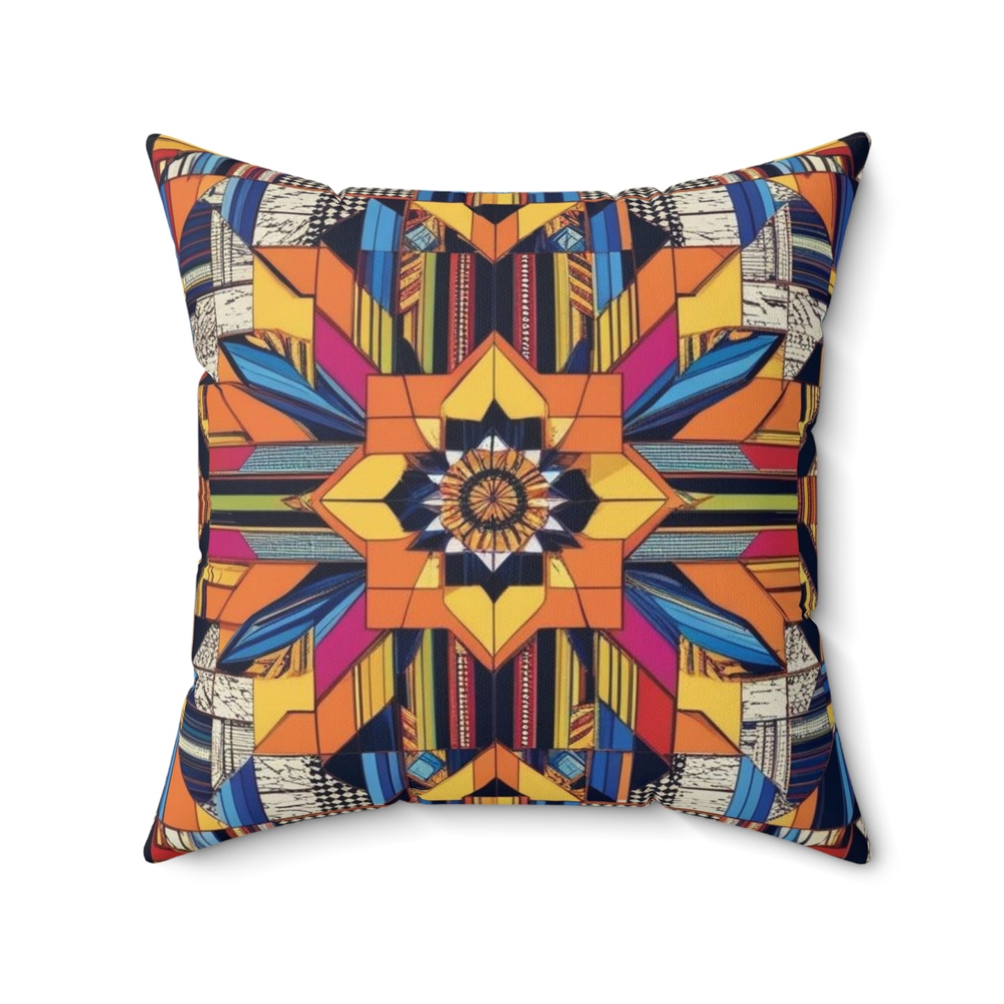 Boho Geometric Colorful Mandala Accent Star Cushion Throw Pillow