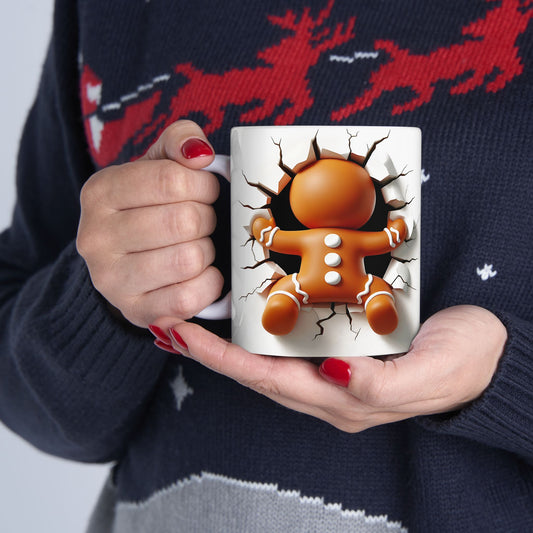 Gingerbread Cracked Both Sides Fun Holiday Gift Mug