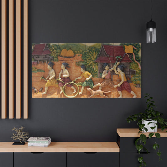 Satin Canvas Wall Art, Rustic Farm Scene, Vintage Home Decor, Unique Art Piece, Wall Hanging for Living Room, Nature Lovers Gift