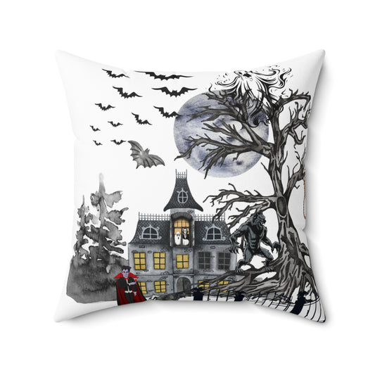 หมอนอิงทรงสี่เหลี่ยมลายฮาโลวีน ของตกแต่งบ้านสุดอบอุ่น กลิ่นอายวันหยุดสุดหลอน หมอนอิงตกแต่ง บรรยากาศฤดูใบไม้ร่วง ของขวัญสำหรับคนรักฮาโลวีน