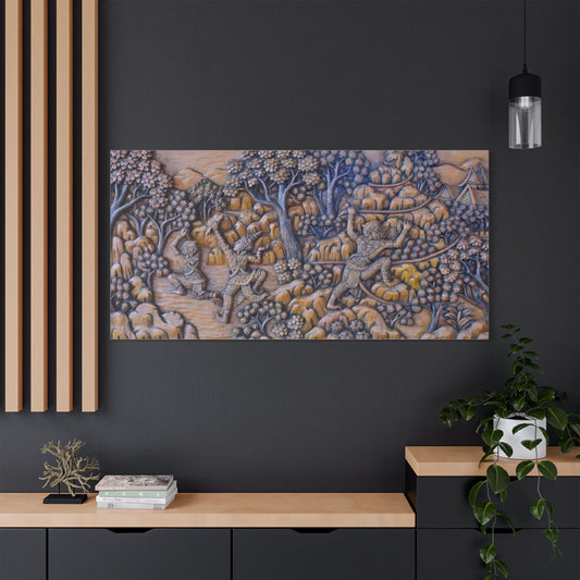 Satin Canvas Wall Art, Rustic Farm Scene, Vintage Home Decor, Unique Art Piece, Wall Hanging for Living Room, Nature Lovers Gift