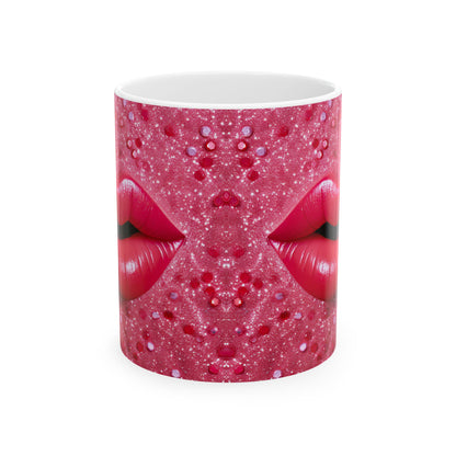 Pink Sparkle Lip Valentine Gift Mug