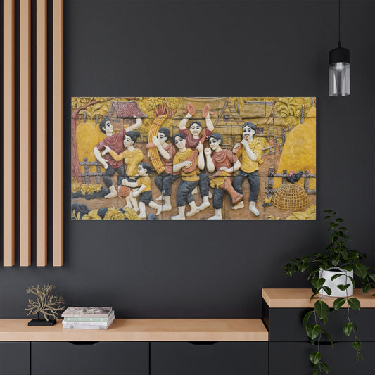 Satin Canvas Wall Art, Rustic Farm Scene, Vintage Home Decor, Unique Art Piece, Wall Hanging for Living Room, Nature Lovers Gift