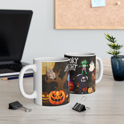 แก้วเซรามิกลายฮาโลวีน - ดีไซน์ Spooky Night แก้วกาแฟ ของขวัญสำหรับคนรักฮาโลวีน แก้วเครื่องดื่มสุดสนุกสำหรับตกแต่งเทศกาล Trick-or-Treat