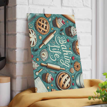 ‘Baking Life’ Kitchen Glass Cutting Board.