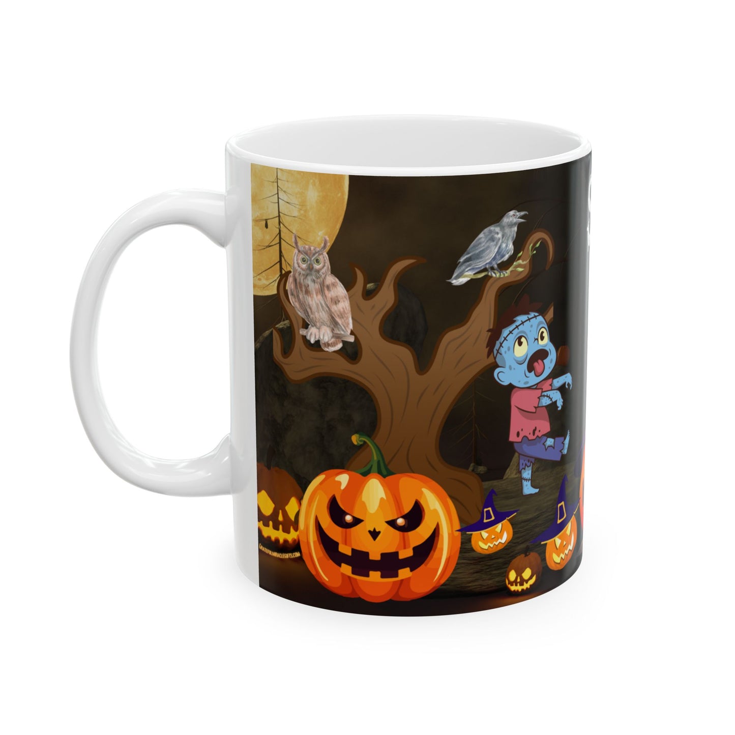 แก้วเซรามิกลายฮาโลวีน - ดีไซน์ Spooky Night แก้วกาแฟ ของขวัญสำหรับคนรักฮาโลวีน แก้วเครื่องดื่มสุดสนุกสำหรับตกแต่งเทศกาล Trick-or-Treat