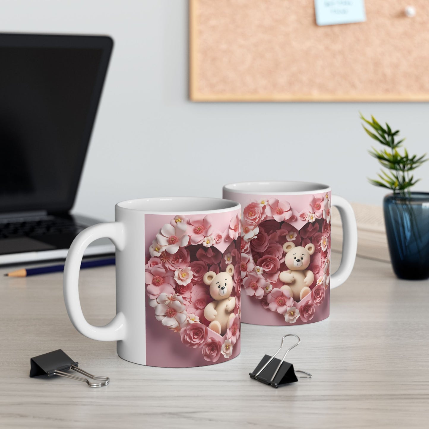 Romantic Roses Floral Heart Gift Mug