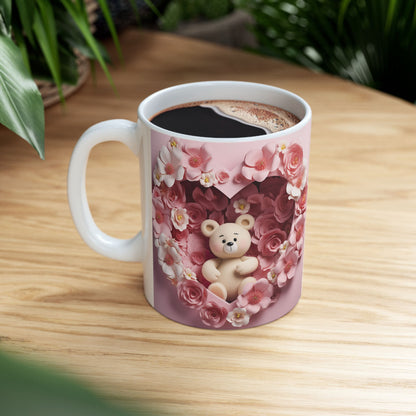Romantic Roses Floral Heart Gift Mug