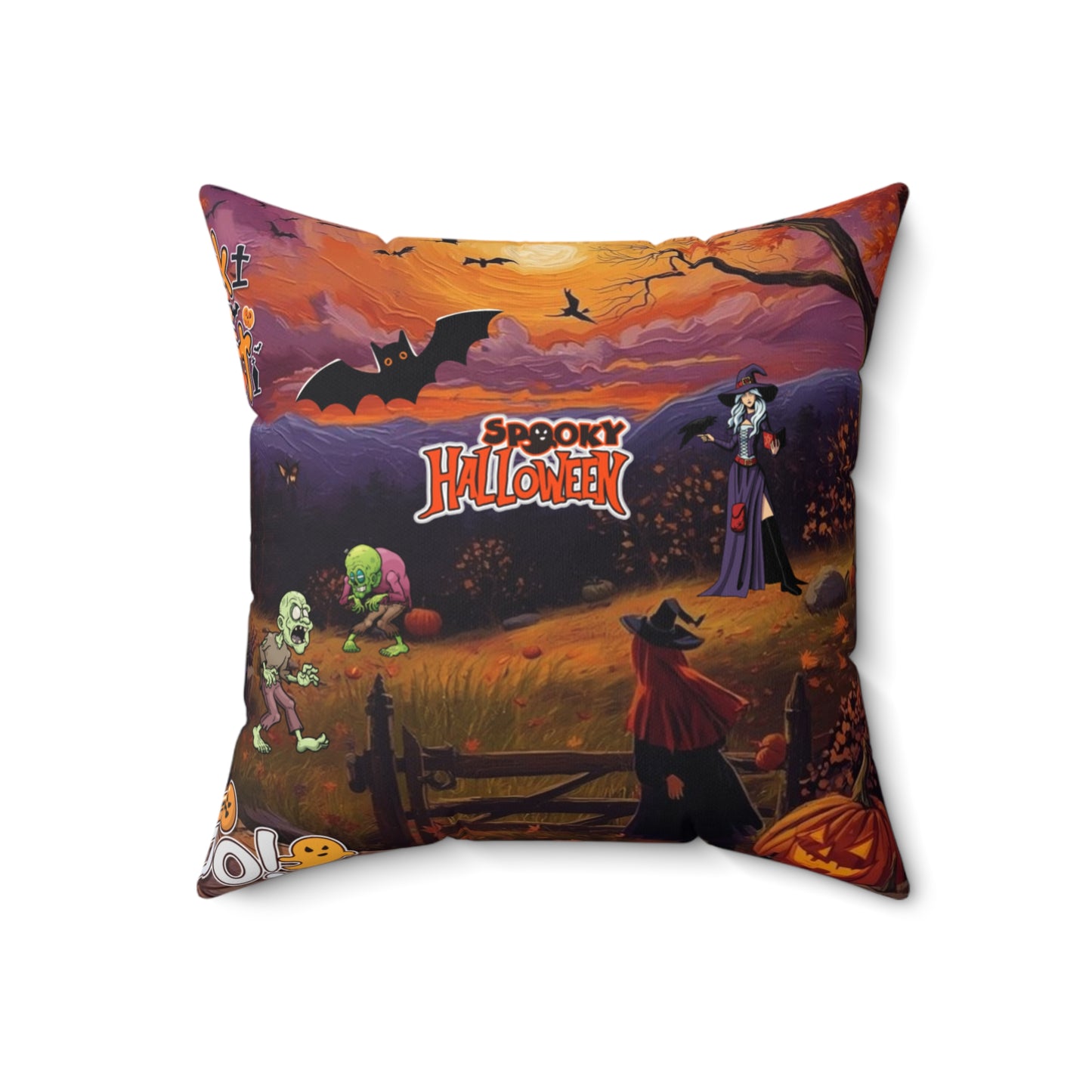 Halloween Square Pillow, Cozy Home Decor, Spooky Holiday Accent, Decorative Cushion, Autumn Vibes, Gift for Halloween Lovers