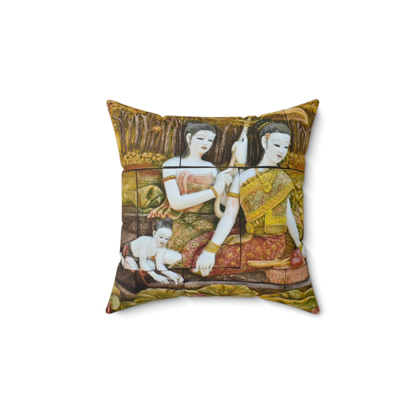 Traditional Thai Mural Art Decorative Pillow