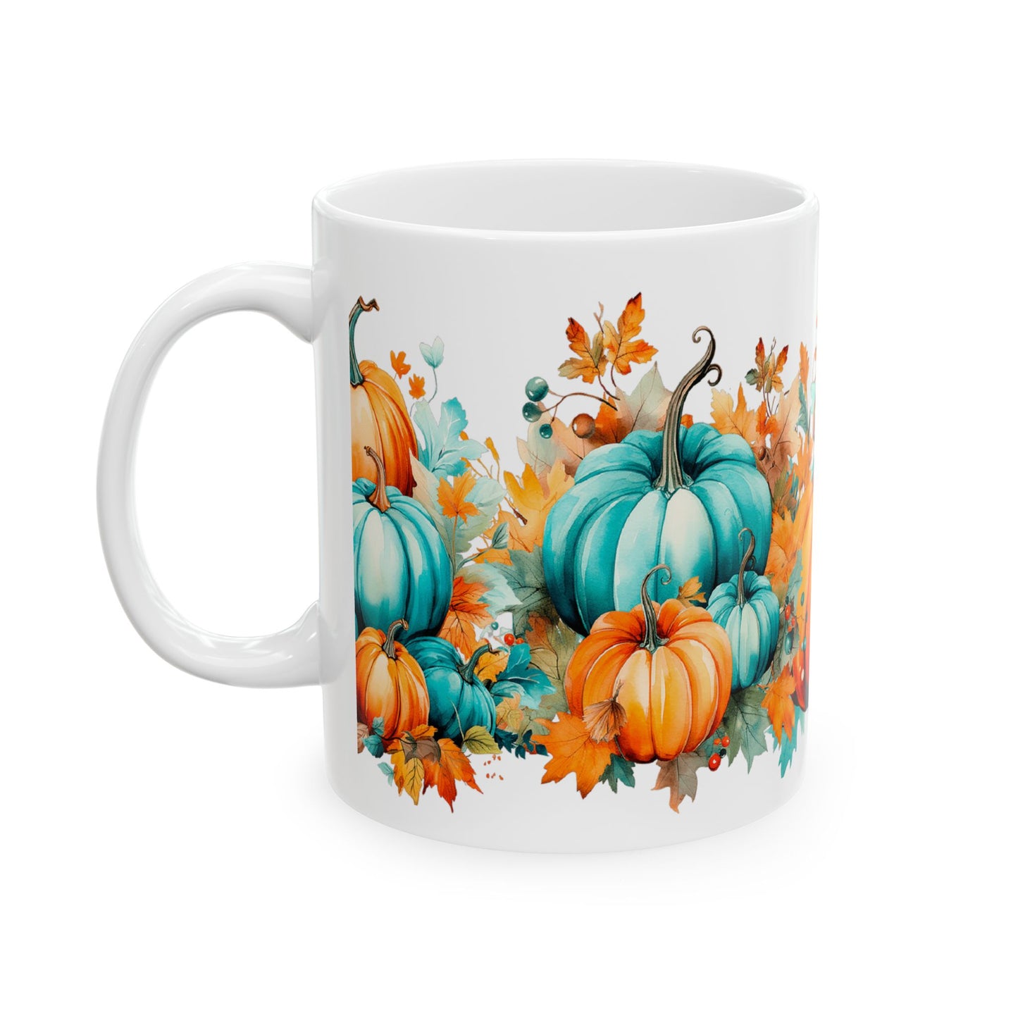 Autumn Pumpkin Teal & Orange Gift Mug