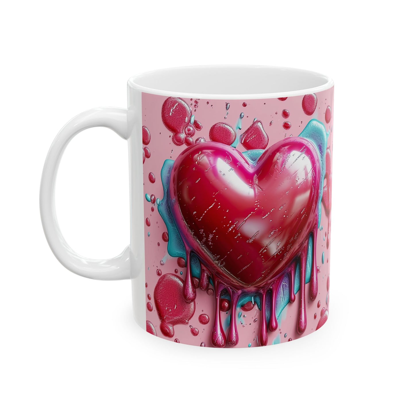 Pink Drip Bubble Heart Gift Mug