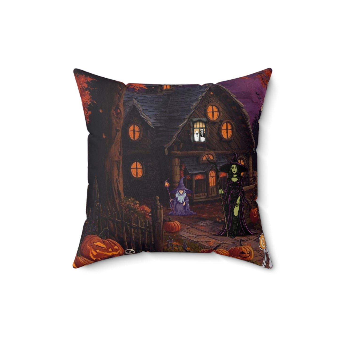 Halloween Square Pillow, Cozy Home Decor, Spooky Holiday Accent, Decorative Cushion, Autumn Vibes, Gift for Halloween Lovers