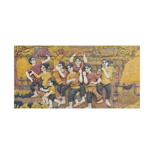 Satin Canvas Wall Art, Rustic Farm Scene, Vintage Home Decor, Unique Art Piece, Wall Hanging for Living Room, Nature Lovers Gift