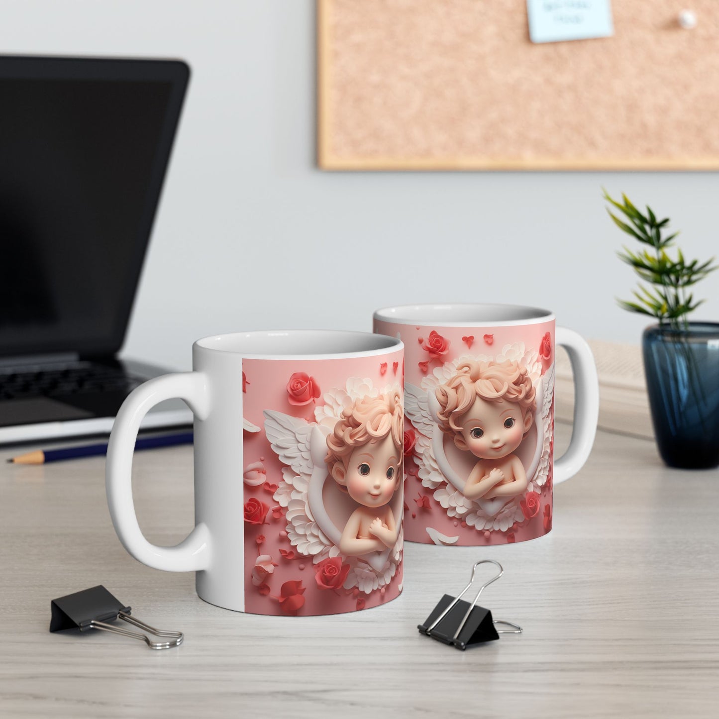 Cupid Angel Valentine’s Day Rose Pattern Gift Mug