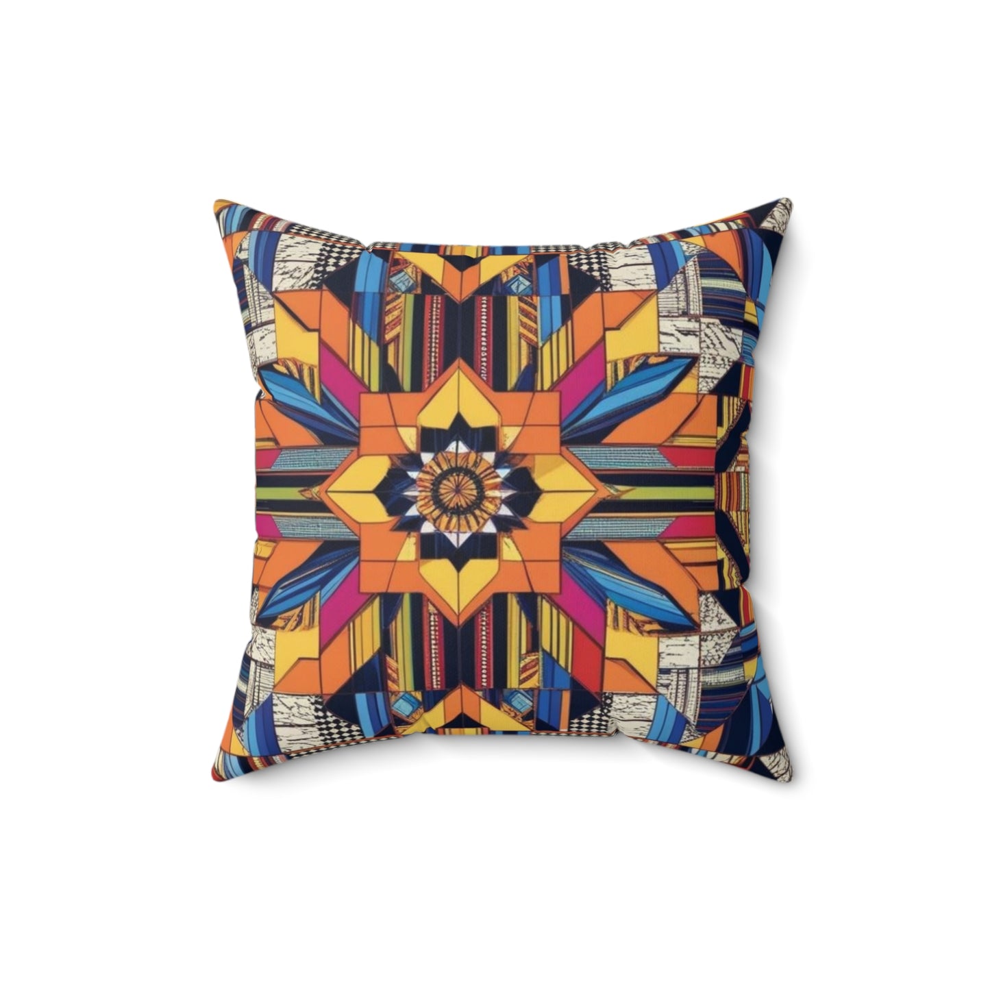 Boho Geometric Colorful Mandala Accent Star Cushion Throw Pillow