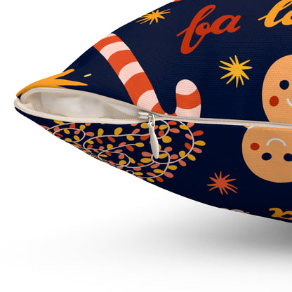 Candy Cane, Gingerbread & Lights Holiday Pillow.