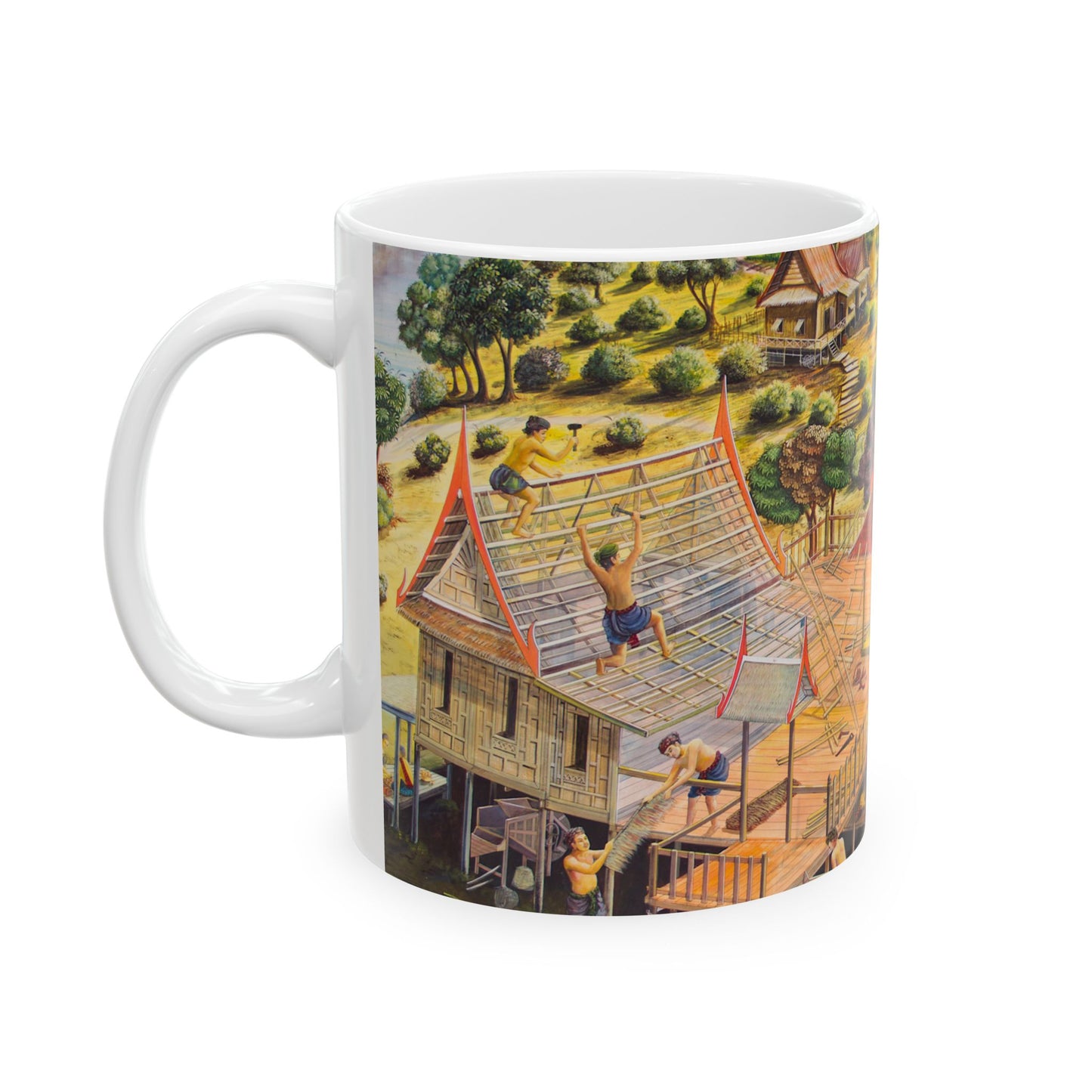 Vintage Thai Village Scene Gift Mug