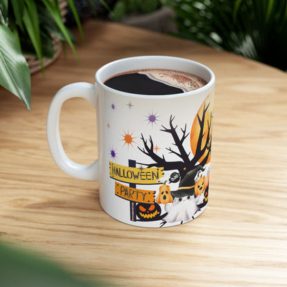 แก้วเซรามิกฮาโลวีน แก้วกาแฟชาสุดหลอน ลายผีฟักทอง ของตกแต่งบ้านฤดูใบไม้ร่วง ของขวัญธีมฮาโลวีน