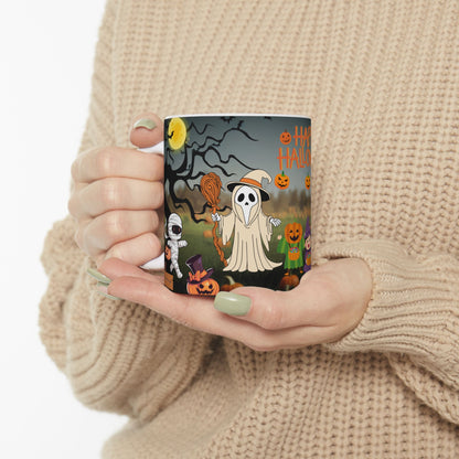 แก้วเซรามิกฮาโลวีน แก้วฮาโลวีนสุดสนุก แก้วกาแฟลายฟักทอง 11 ออนซ์ 15 ออนซ์ แก้วผี ของขวัญฮาโลวีนสำหรับเด็ก