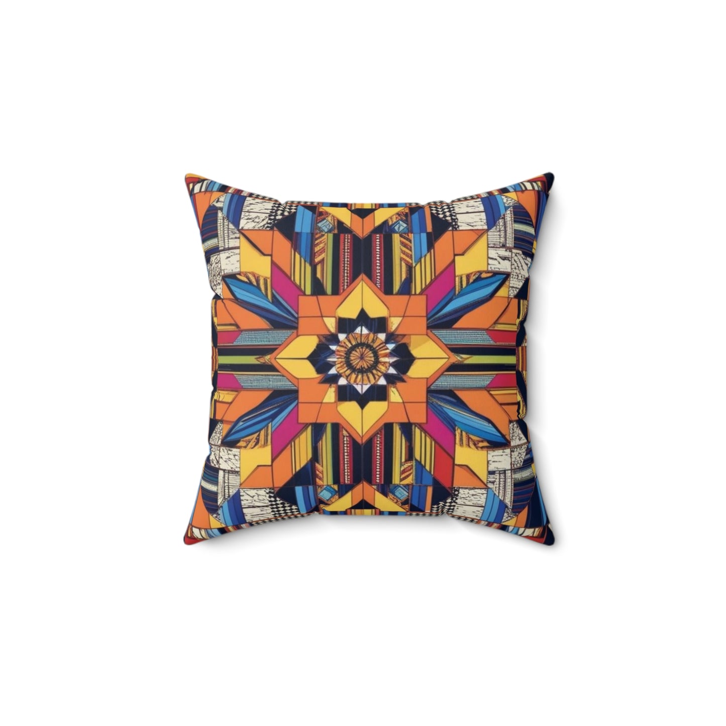 Boho Geometric Colorful Mandala Accent Star Cushion Throw Pillow