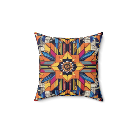 Boho Geometric Colorful Mandala Accent Star Cushion Throw Pillow
