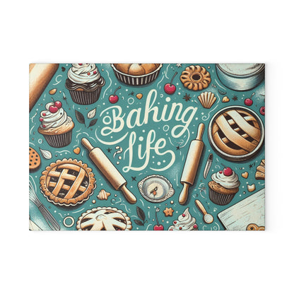 ‘Baking Life’ Kitchen Glass Cutting Board.