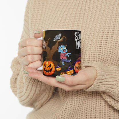 แก้วเซรามิกลายฮาโลวีน - ดีไซน์ Spooky Night แก้วกาแฟ ของขวัญสำหรับคนรักฮาโลวีน แก้วเครื่องดื่มสุดสนุกสำหรับตกแต่งเทศกาล Trick-or-Treat