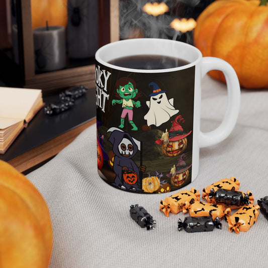 แก้วเซรามิกลายฮาโลวีน - ดีไซน์ Spooky Night แก้วกาแฟ ของขวัญสำหรับคนรักฮาโลวีน แก้วเครื่องดื่มสุดสนุกสำหรับตกแต่งเทศกาล Trick-or-Treat