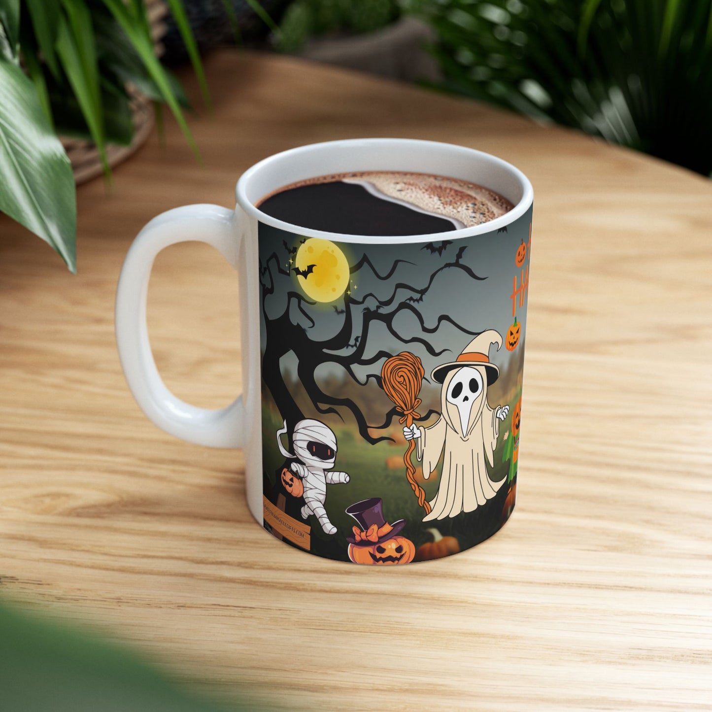 แก้วเซรามิกฮาโลวีน แก้วฮาโลวีนสุดสนุก แก้วกาแฟลายฟักทอง 11 ออนซ์ 15 ออนซ์ แก้วผี ของขวัญฮาโลวีนสำหรับเด็ก