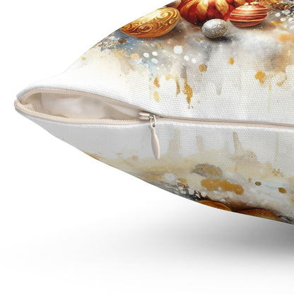 Christmas Village Winter and Ornaments Holiday Throw Pillow