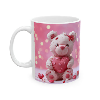 Valentine Pink Heart Teddy Bear Gift Mug