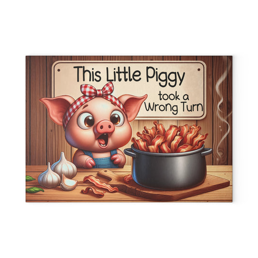 "This Little Piggy Took a Wrong Turn" Kitchen Glass Cutting Board.