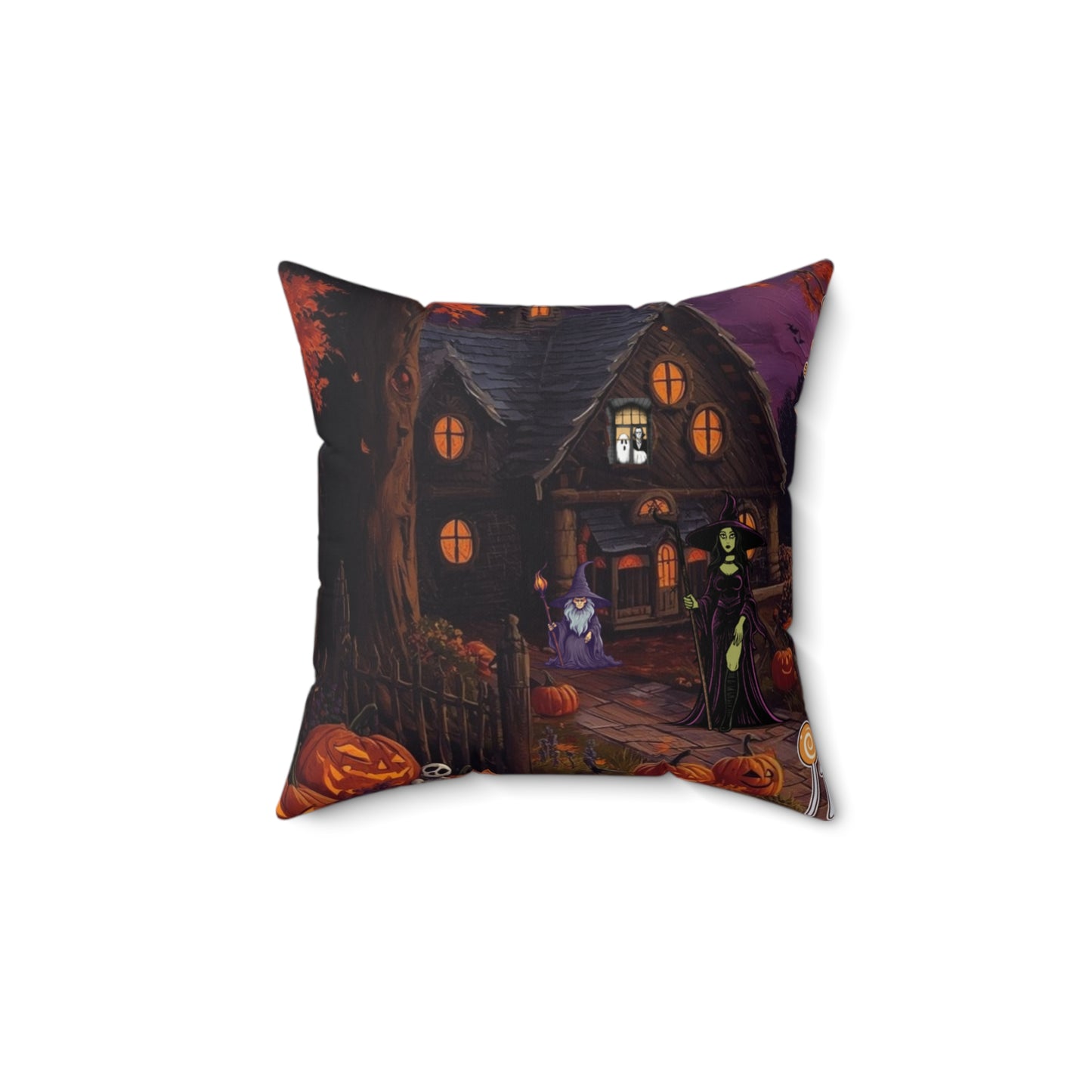 Halloween Square Pillow, Cozy Home Decor, Spooky Holiday Accent, Decorative Cushion, Autumn Vibes, Gift for Halloween Lovers