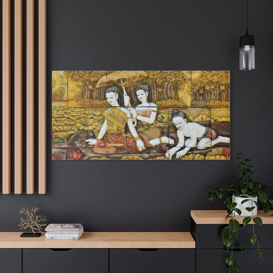 Satin Canvas Wall Art, Rustic Farm Scene, Vintage Home Decor, Unique Art Piece, Wall Hanging for Living Room, Nature Lovers Gift